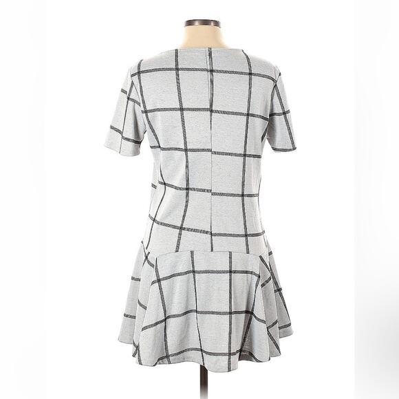 Harve Benard grey and black checked drop waist mini dress, L - Picture 2 of 9